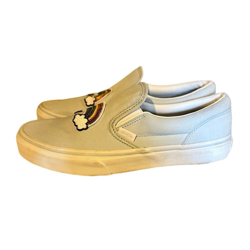VANS SLIP-ON LIGHT BLUE SEQUINED RAINBOW ON FRONT WOMENS 8.5 JUNIORS 7 EU 39 - Picture 10 of 13